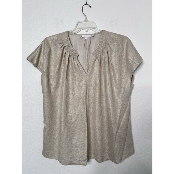 CHICO'S Women's Beige Metallic Cap Sleeve Tee Top Size 4 US XXL - Picture 4 of 8